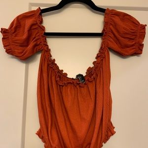 rust off the shoulder top
